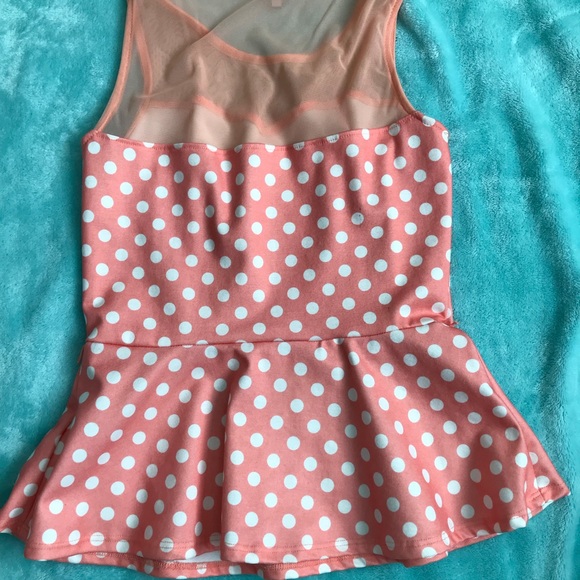 Pink polka dot peplum blouse - Picture 3 of 3
